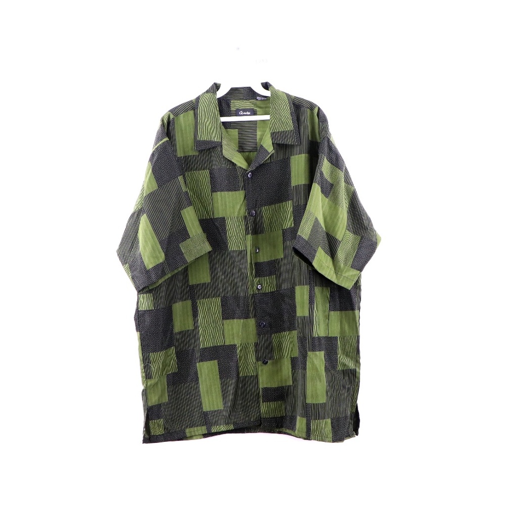 90s Streetwear Plaid Patchwork Button Shirt